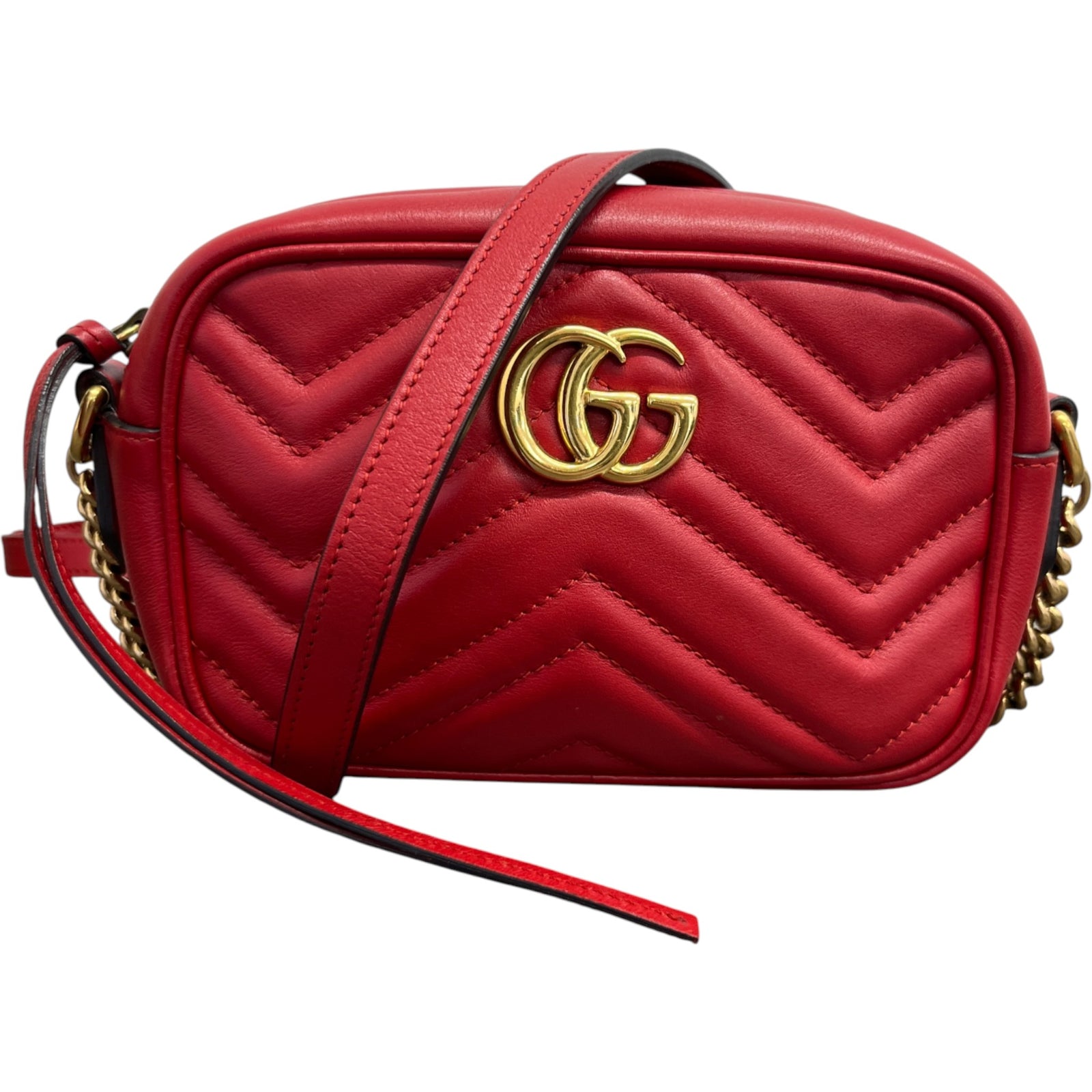 Women's Gg Mini Marmont Camera Bag Red - Photo 1