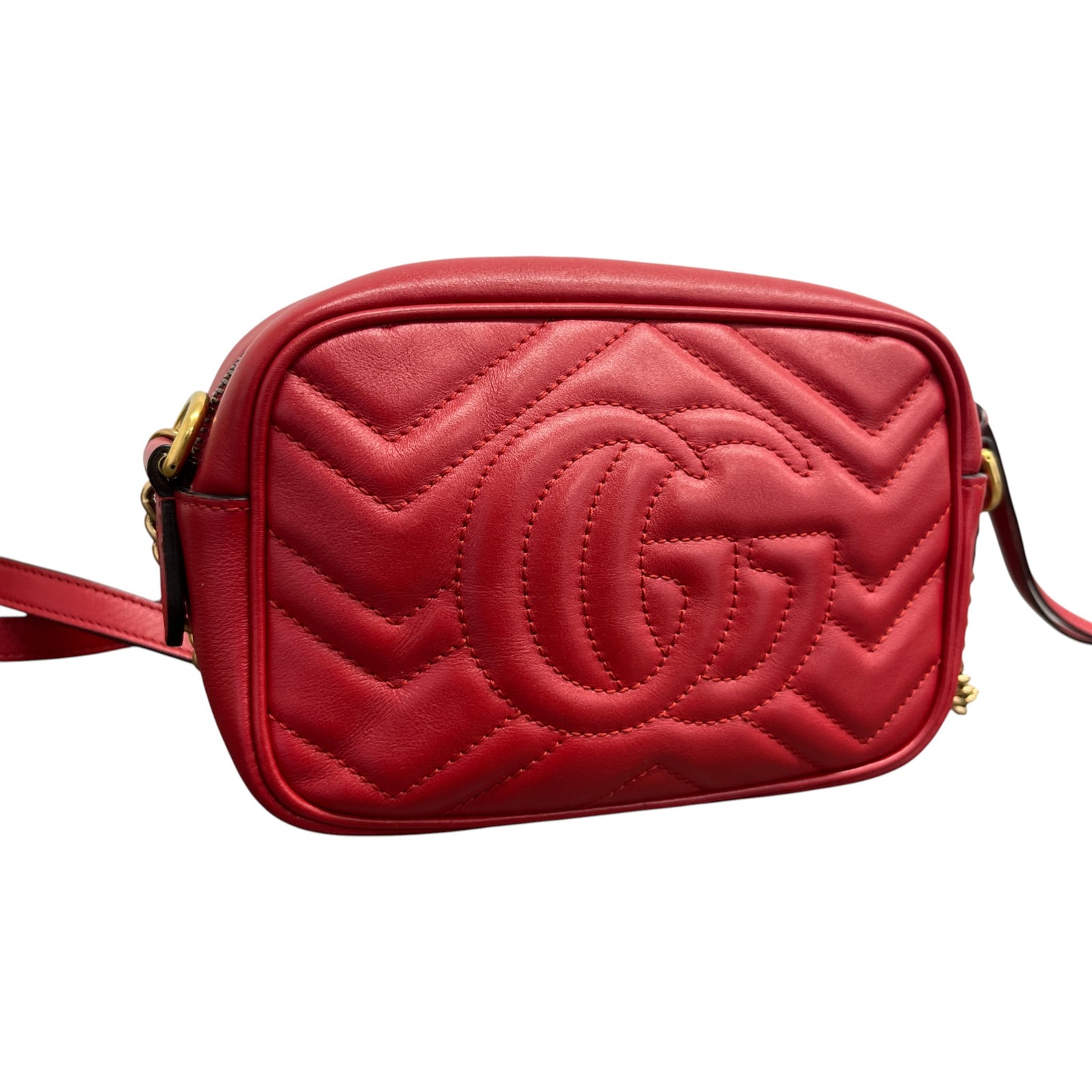 Women's Gg Mini Marmont Camera Bag Red - Photo 8
