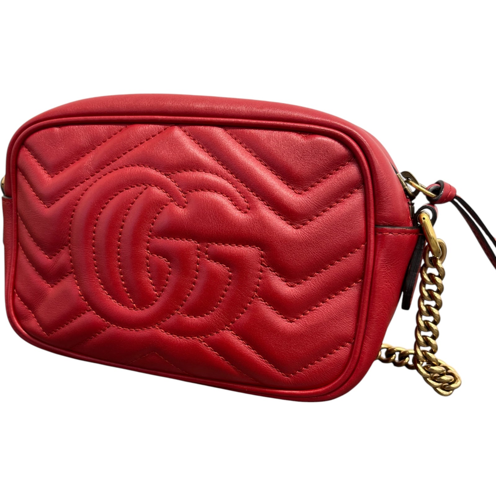 Women's Gg Mini Marmont Camera Bag Red - Photo 9