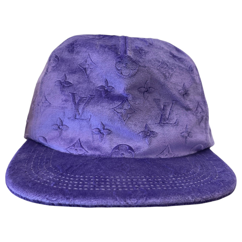 Men's Embossed Velvet LV Monogram Cap Purple