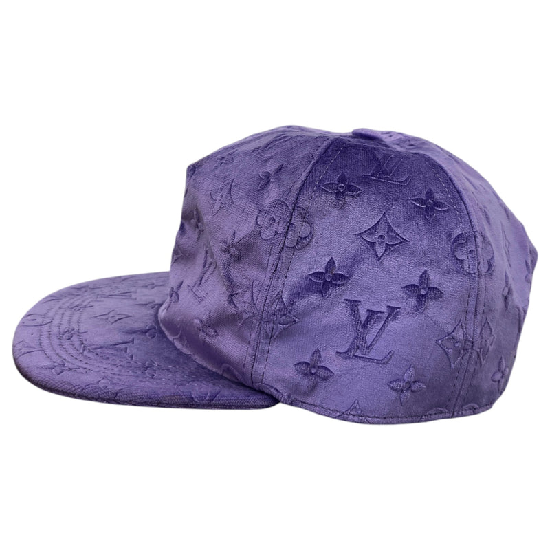 Men's Embossed Velvet LV Monogram Cap Purple