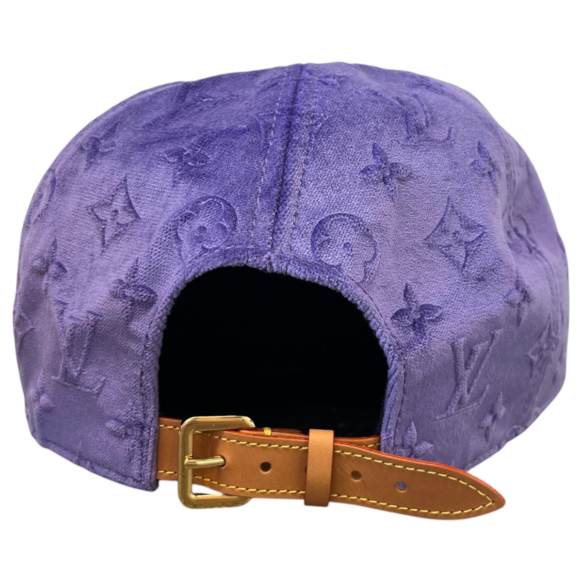 Men's Embossed Velvet LV Monogram Cap Purple - Photo 4