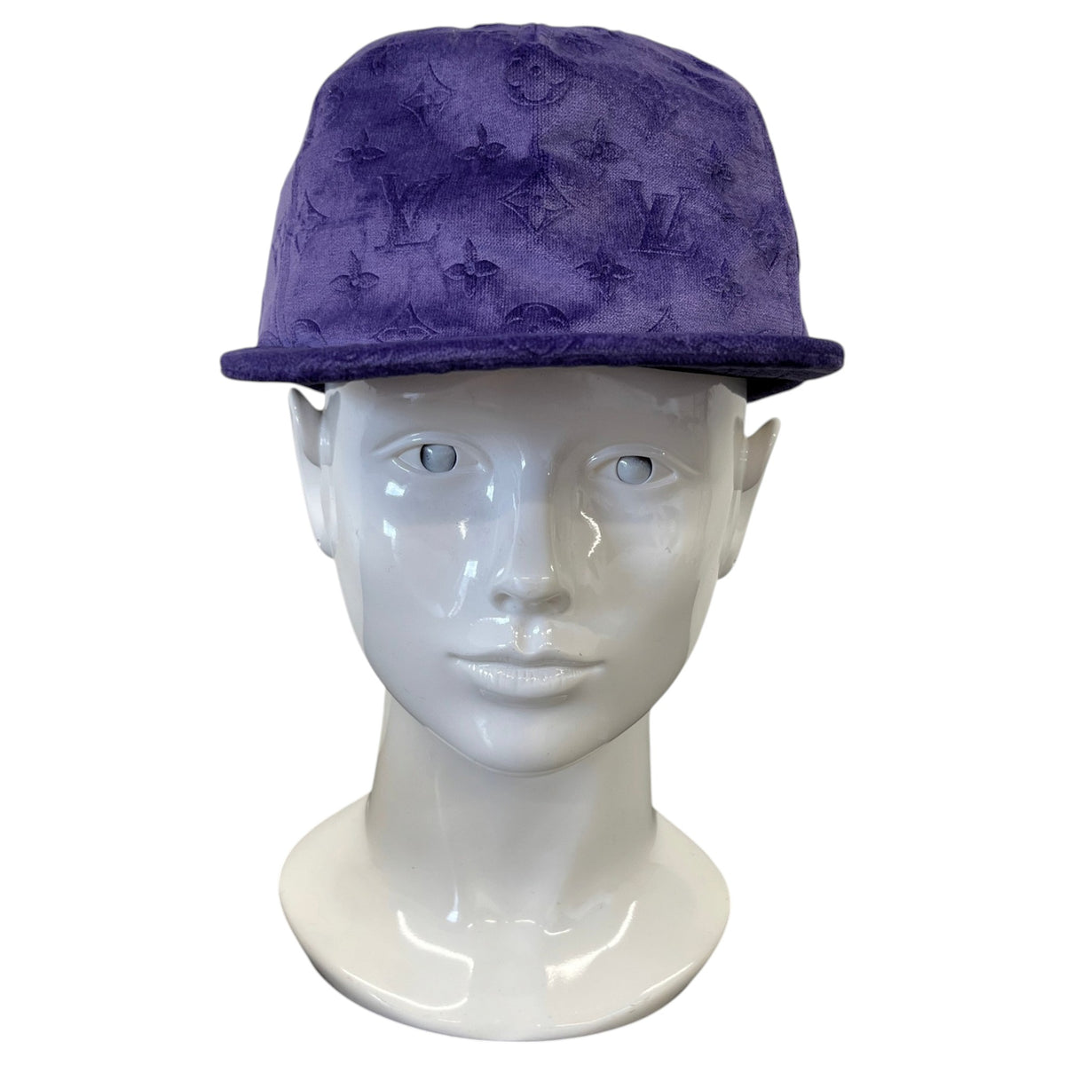 Men's Embossed Velvet LV Monogram Cap Purple - Photo 2