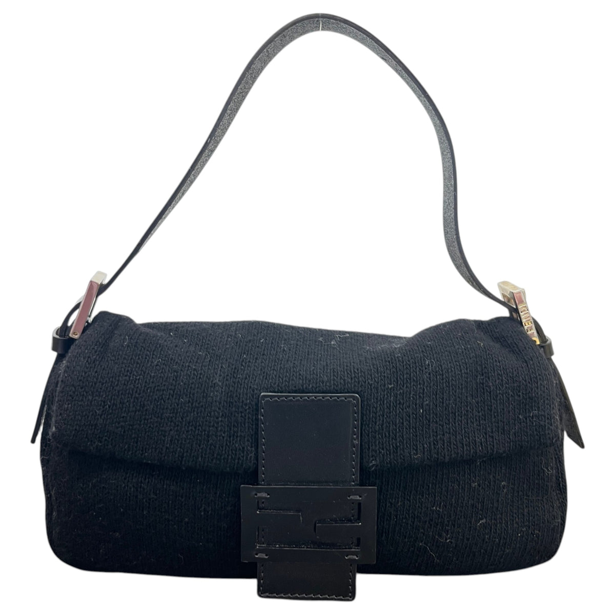Women's Knit Baguette Handbag Black - Photo 1