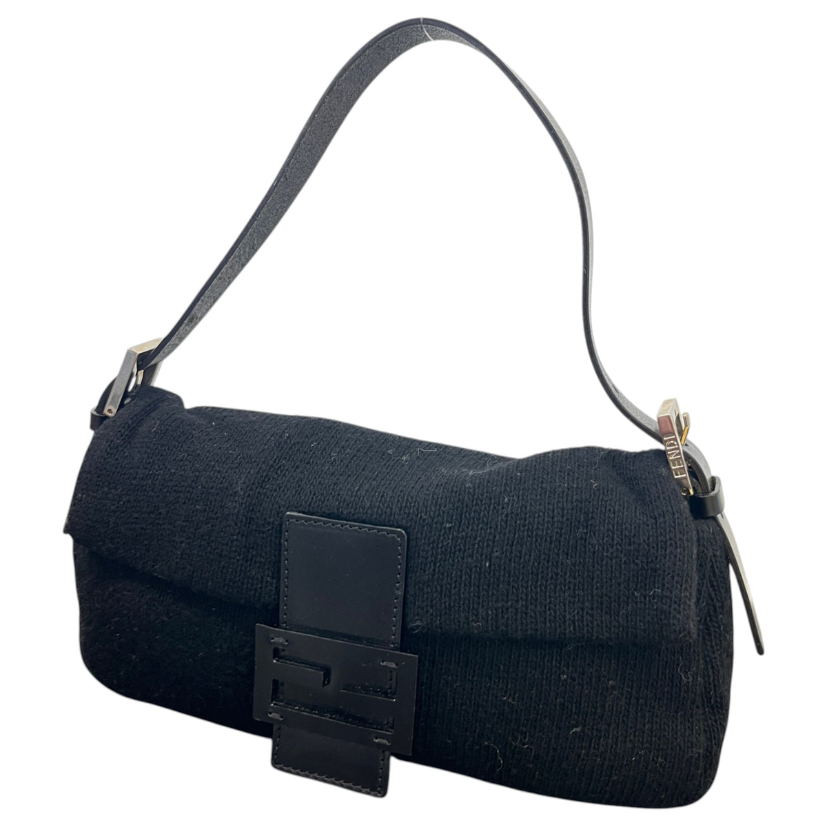 Women's Knit Baguette Handbag Black - Photo 5