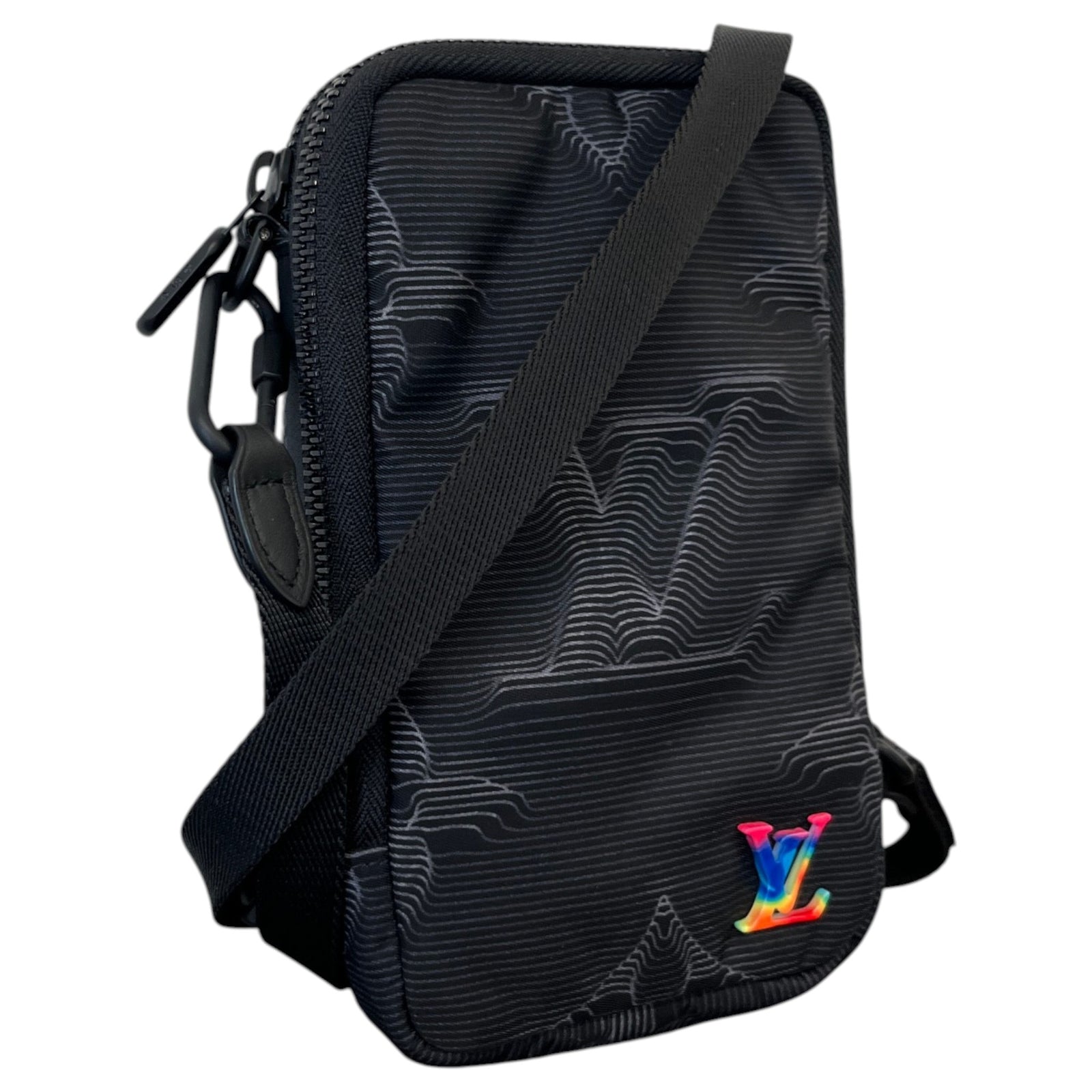 Men's 2054 Double Phone Pouch Messenger Bag Black - Photo 4
