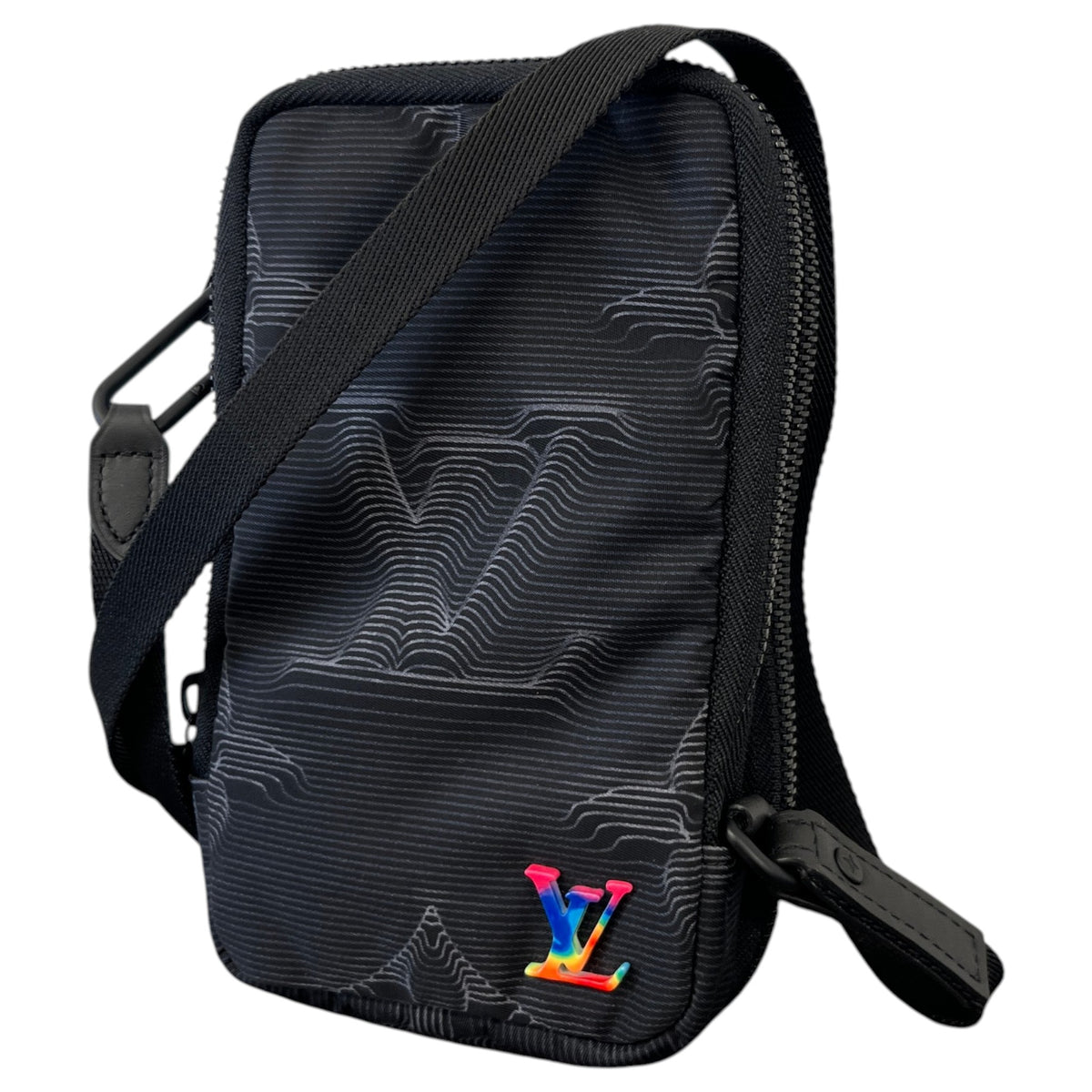 Men's 2054 Double Phone Pouch Messenger Bag Black - Photo 5