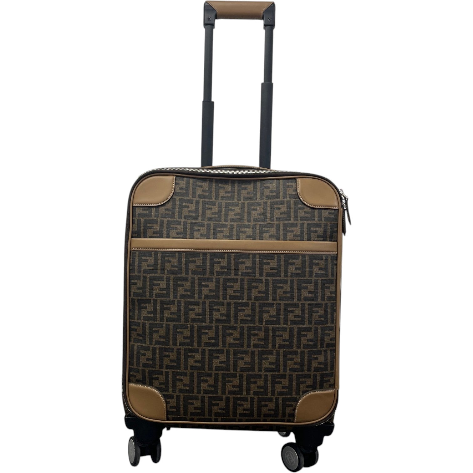 Men's FF-motif Cabin Trolley Suitcase Brown - Photo 1