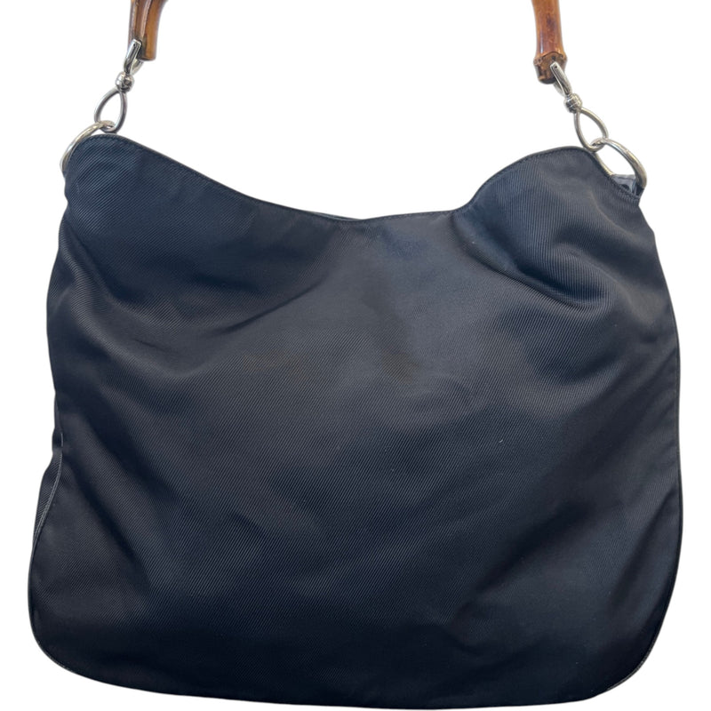Women's Bamboo Nylon Hobo Bag Black