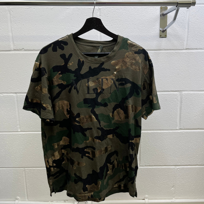 Men's Camouflage Print T-Shirt Khaki Size M