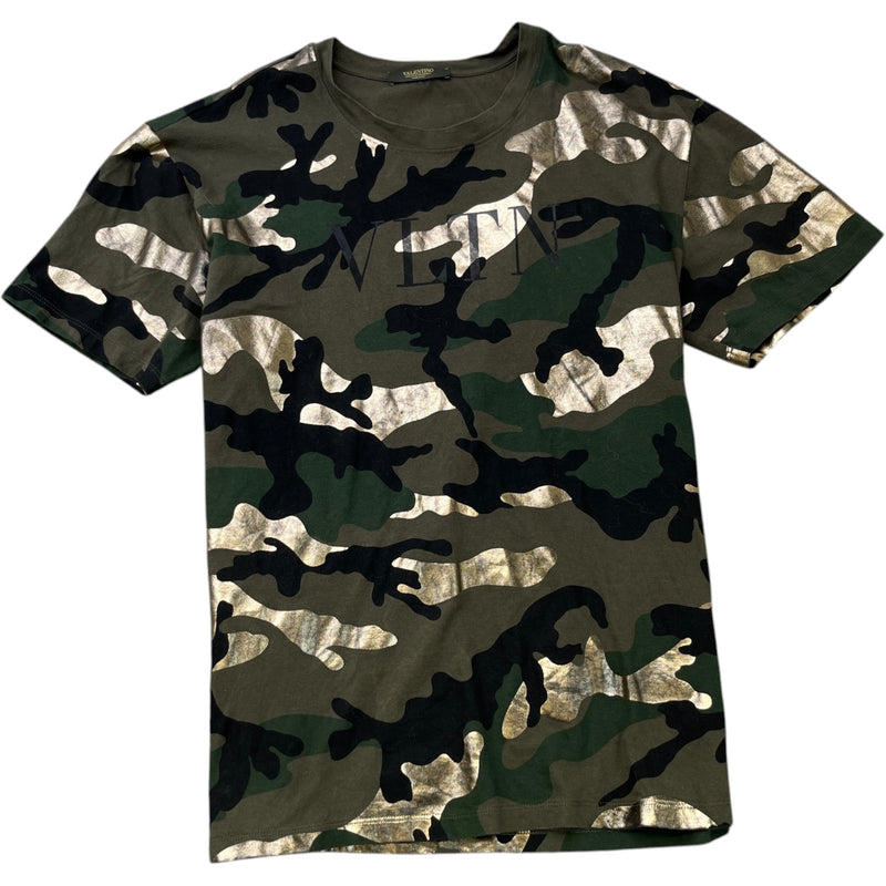 Men's Camouflage Print T-Shirt Khaki Size M