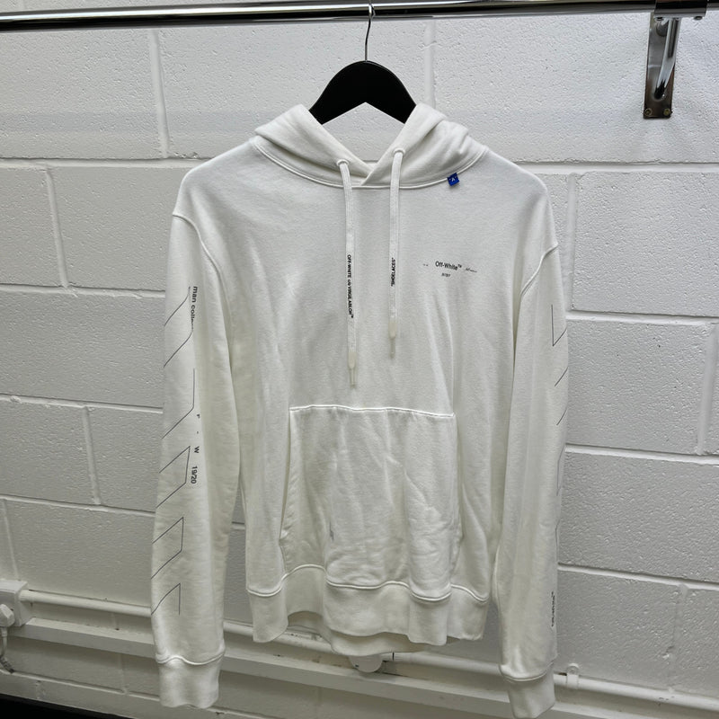 Men's Arrow Logo Print Hoodie White Size M