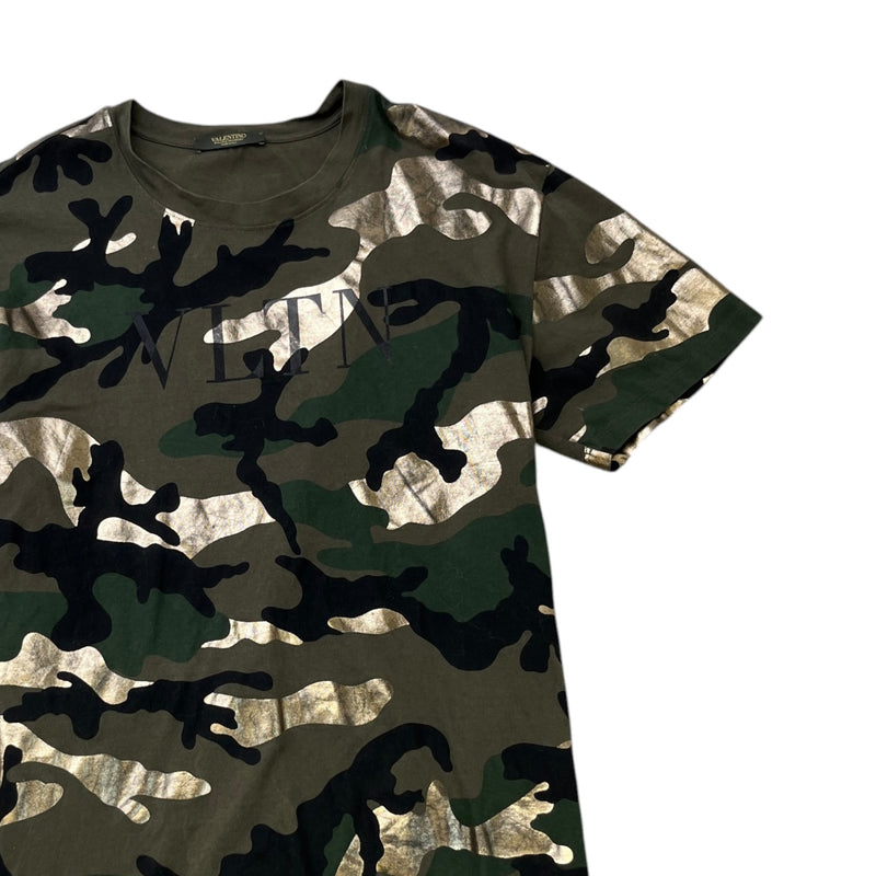 Men's Camouflage Print T-Shirt Khaki Size M
