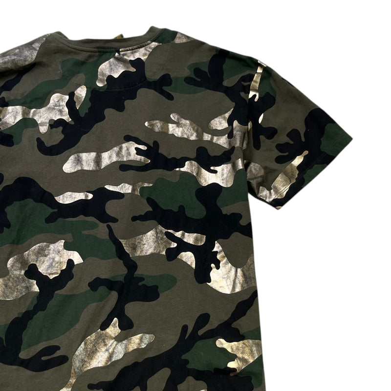 Men's Camouflage Print T-Shirt Khaki Size M