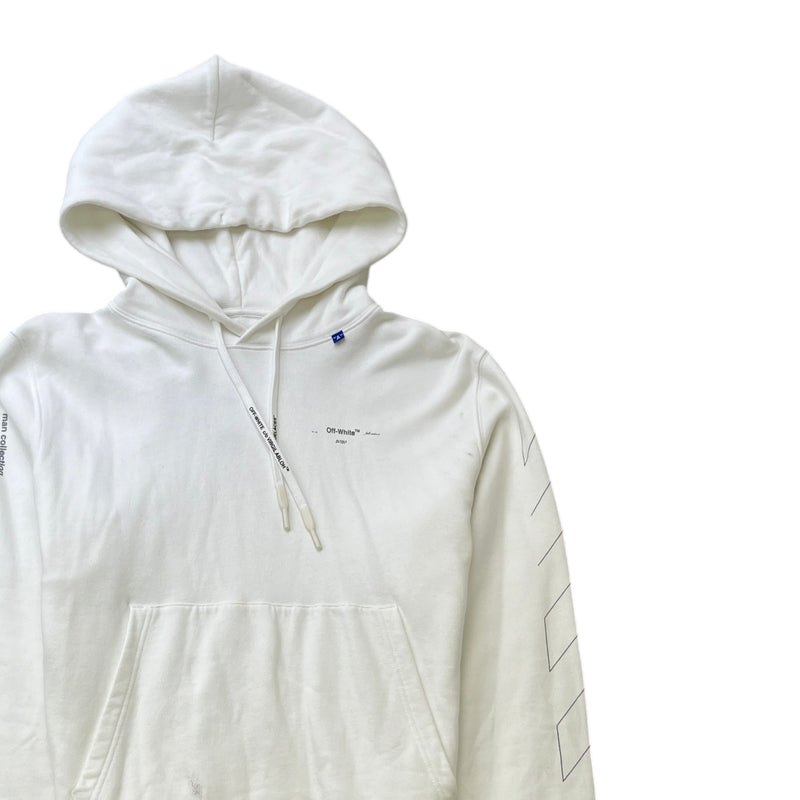 Men's Arrow Logo Print Hoodie White Size M