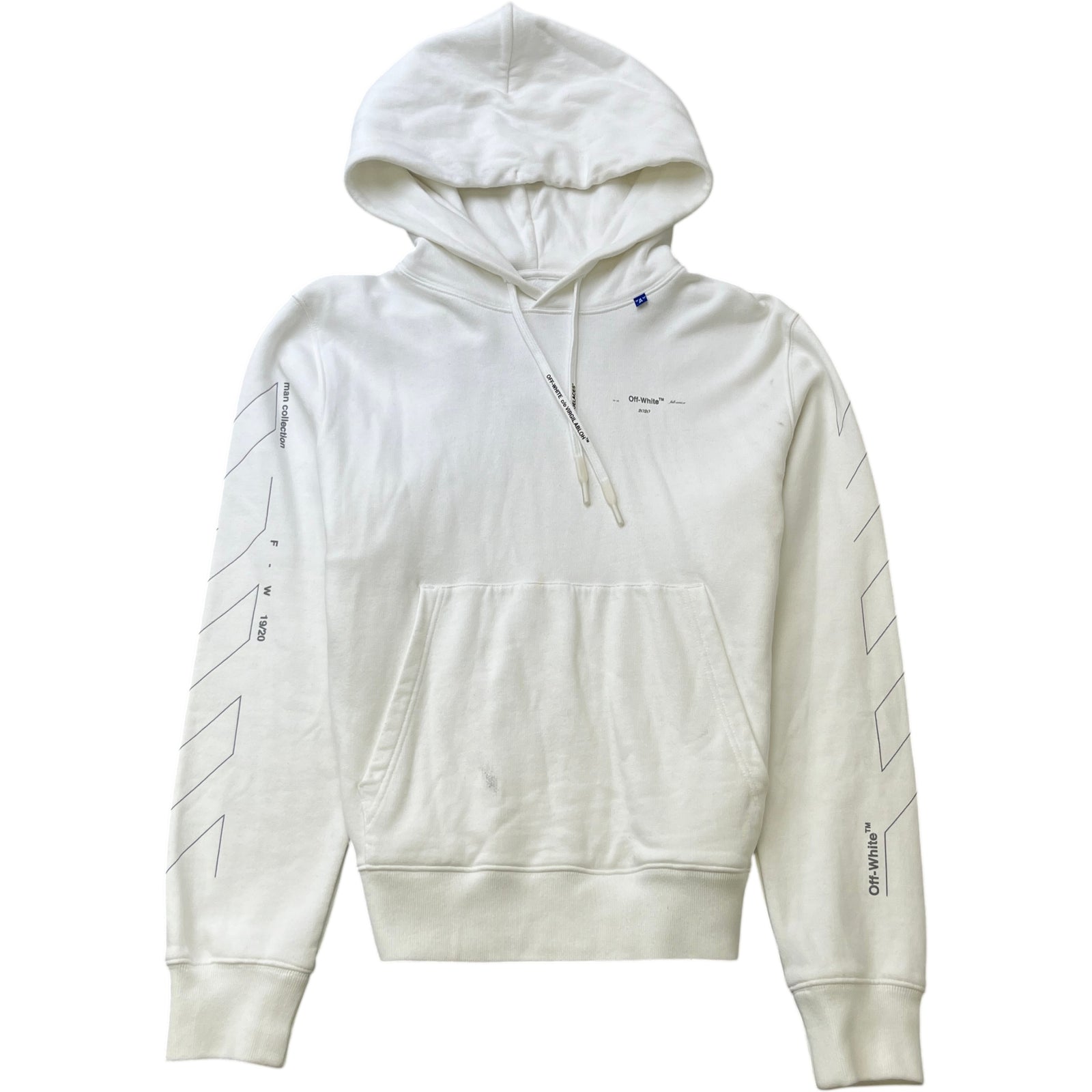 Men's Arrow Logo Print Hoodie White Size M - Photo 1