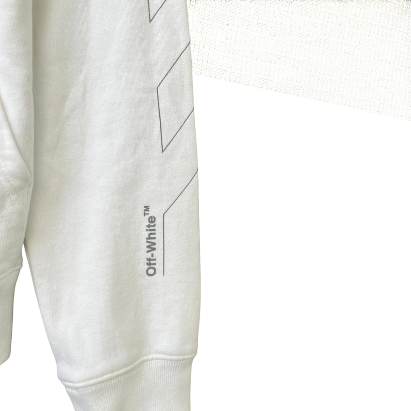 Men's Arrow Logo Print Hoodie White Size M