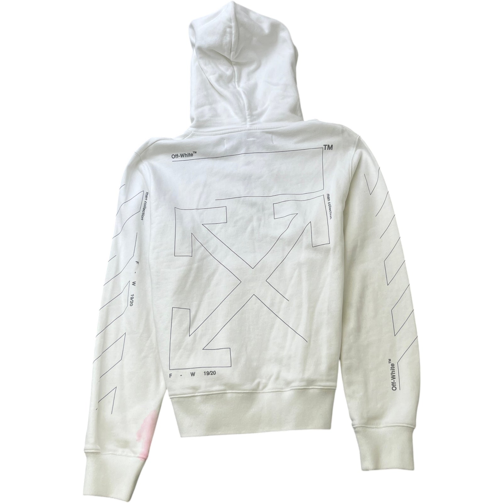 Men's Arrow Logo Print Hoodie White Size M - Photo 2
