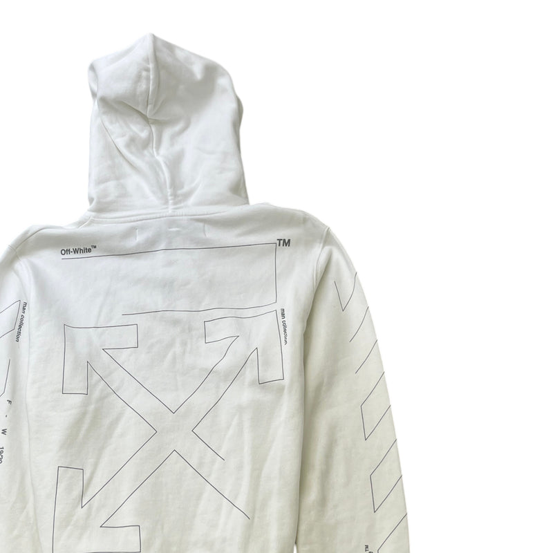 Men's Arrow Logo Print Hoodie White Size M