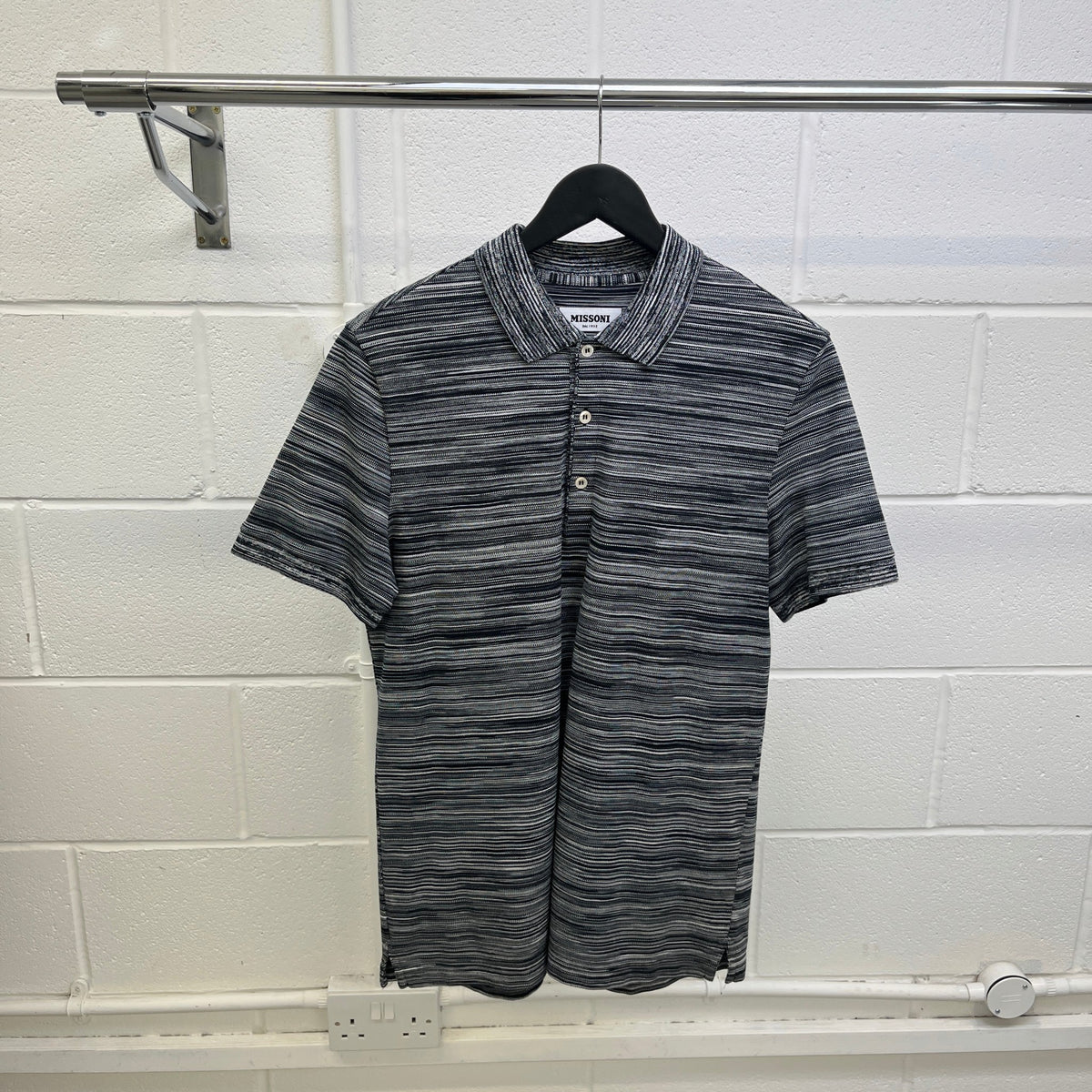 Men's Space Dyed Polo Shirt Black Size M - Photo 7