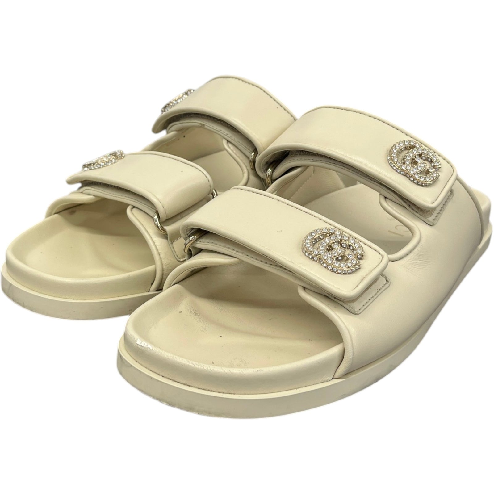 Women's Crystal Double G Sandals White Size UK 5.5 / EU 38.5 - Photo 8