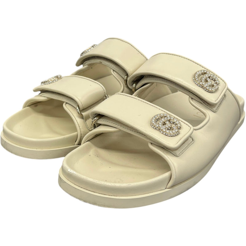 Women's Crystal Double G Sandals White Size UK 5.5 / EU 38.5