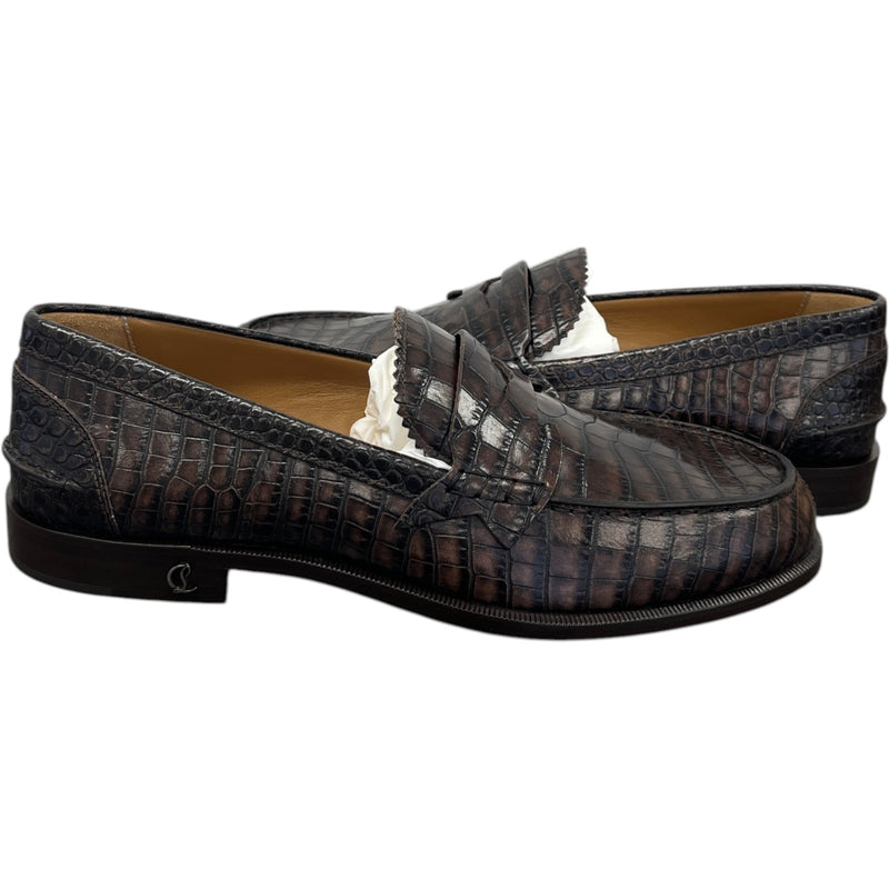 Men's No Penny Mini Croc Loafers Brown Size UK 6 / EU 40