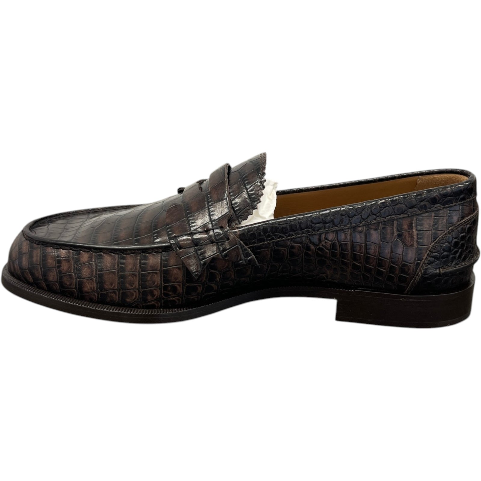 Men's No Penny Mini Croc Loafers Brown Size UK 6 / EU 40 - Photo 3