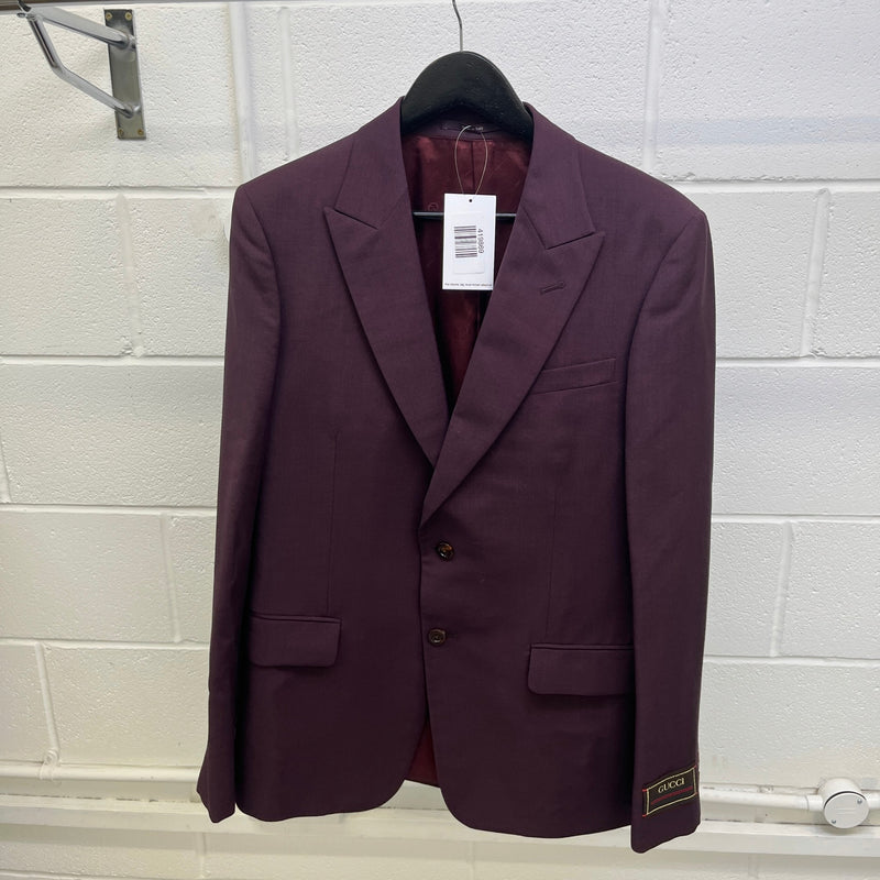 Men's Logo Patch Jacket Burgundy Size M