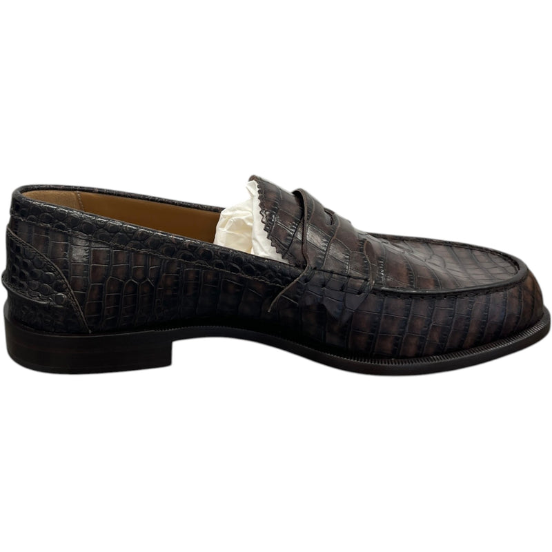 Men's No Penny Mini Croc Loafers Brown Size UK 6 / EU 40
