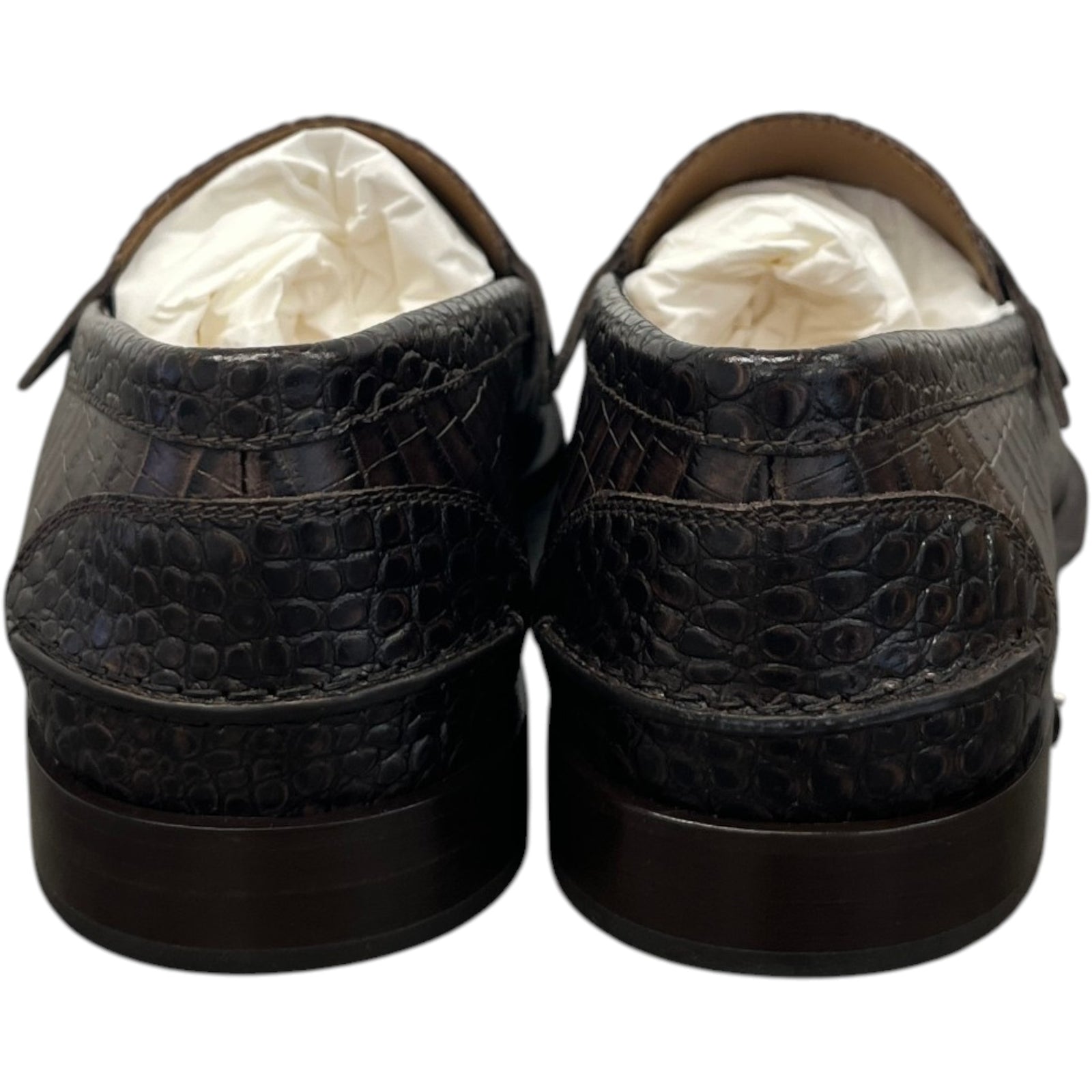 Men's No Penny Mini Croc Loafers Brown Size UK 6 / EU 40 - Photo 6