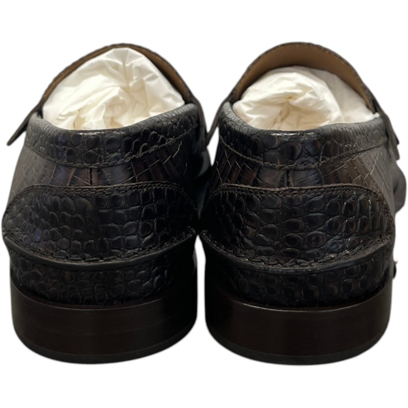 Men's No Penny Mini Croc Loafers Brown Size UK 6 / EU 40