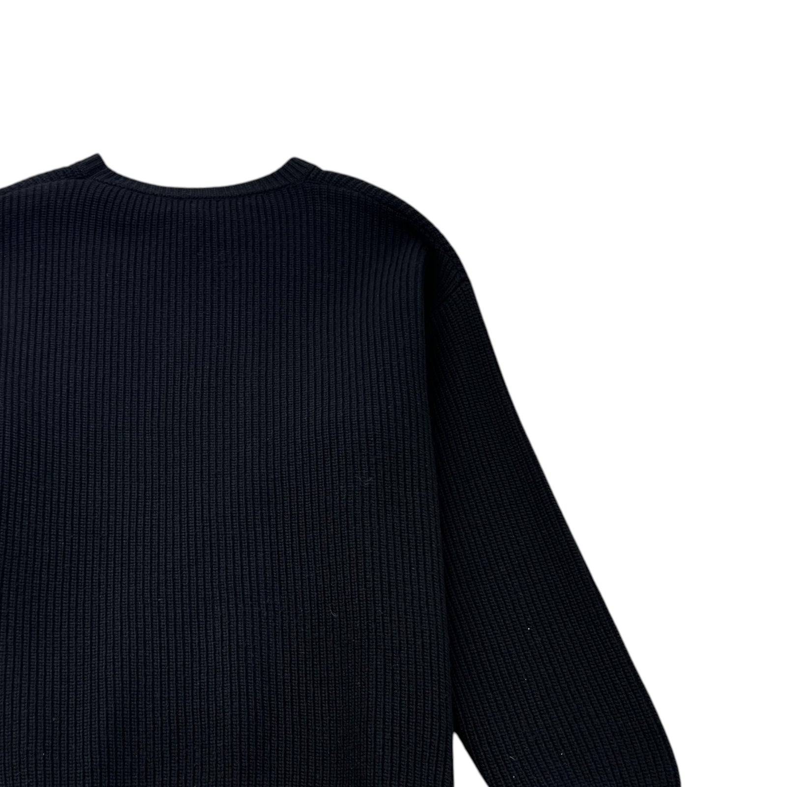 Men's Ribbed Wool Logo Jumper Black Size M - Photo 4