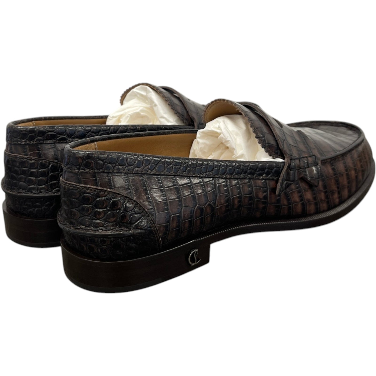Men's No Penny Mini Croc Loafers Brown Size UK 6 / EU 40 - Photo 7