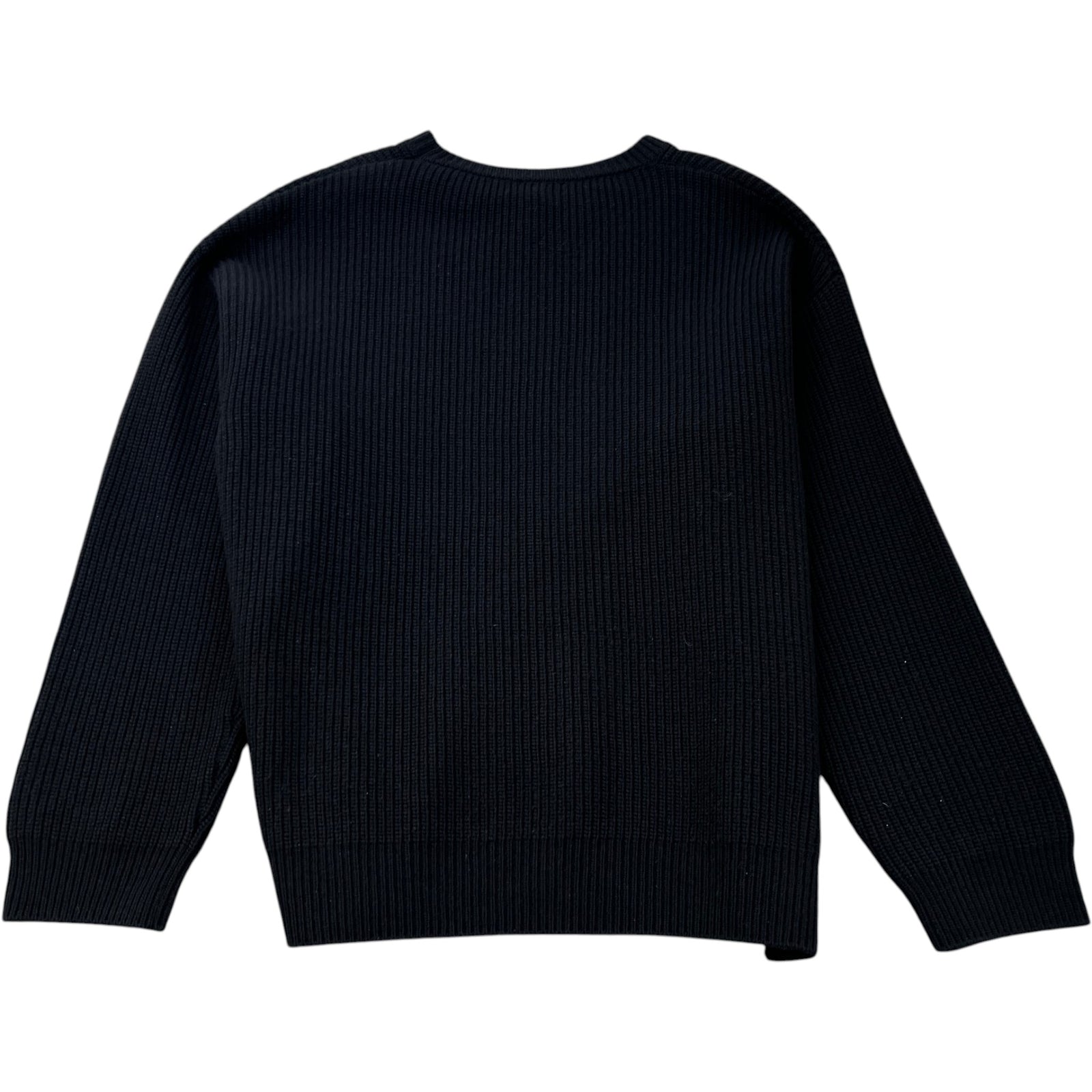 Men's Ribbed Wool Logo Jumper Black Size M - Photo 2