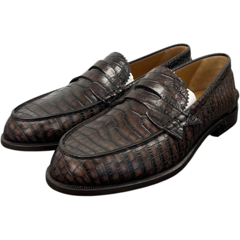Men's No Penny Mini Croc Loafers Brown Size UK 6 / EU 40