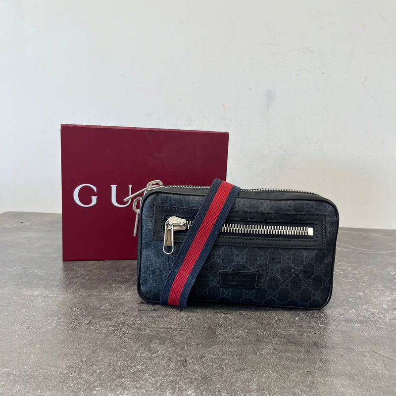 Men's GG Supreme Belt Bag Charcoal
