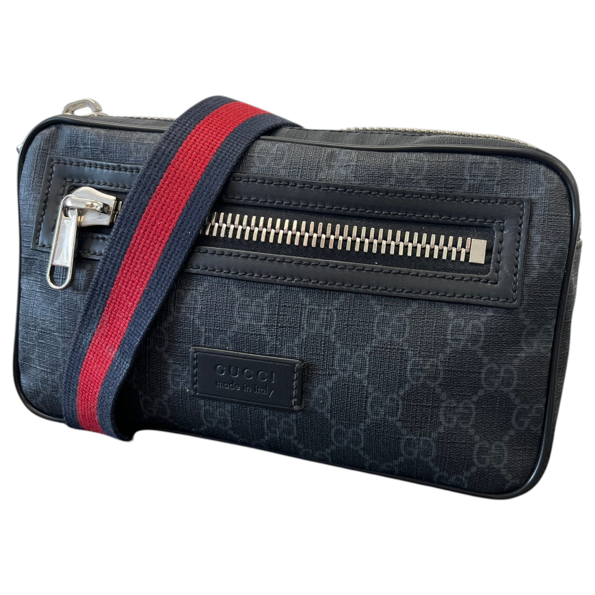 Men's GG Supreme Belt Bag Charcoal - Photo 5
