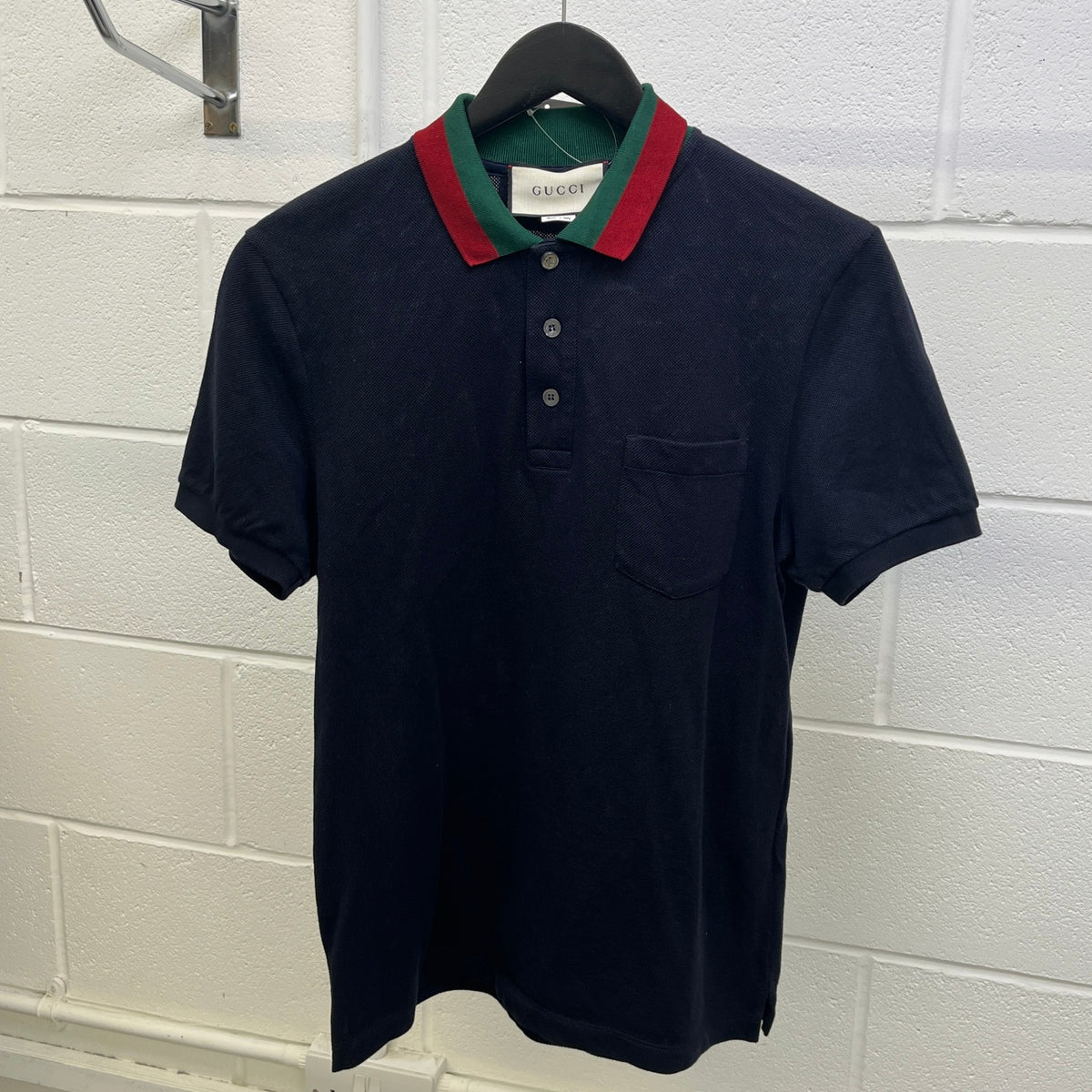 Men's Web Collar T-Shirt Navy Size M - Photo 8