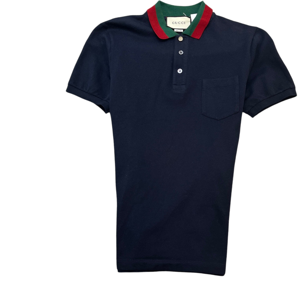 Men's Web Collar T-Shirt Navy Size M - Photo 1