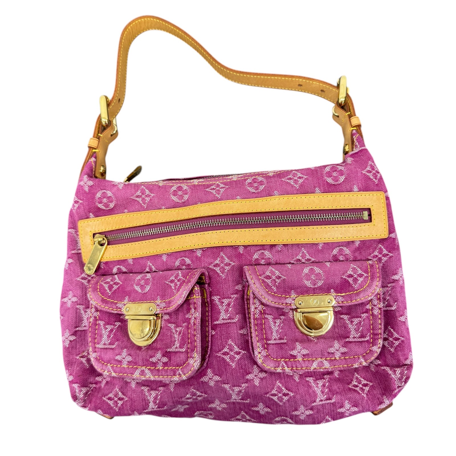 Women's Monogram Denim Baggy Pm Handbag Pink - Photo 1
