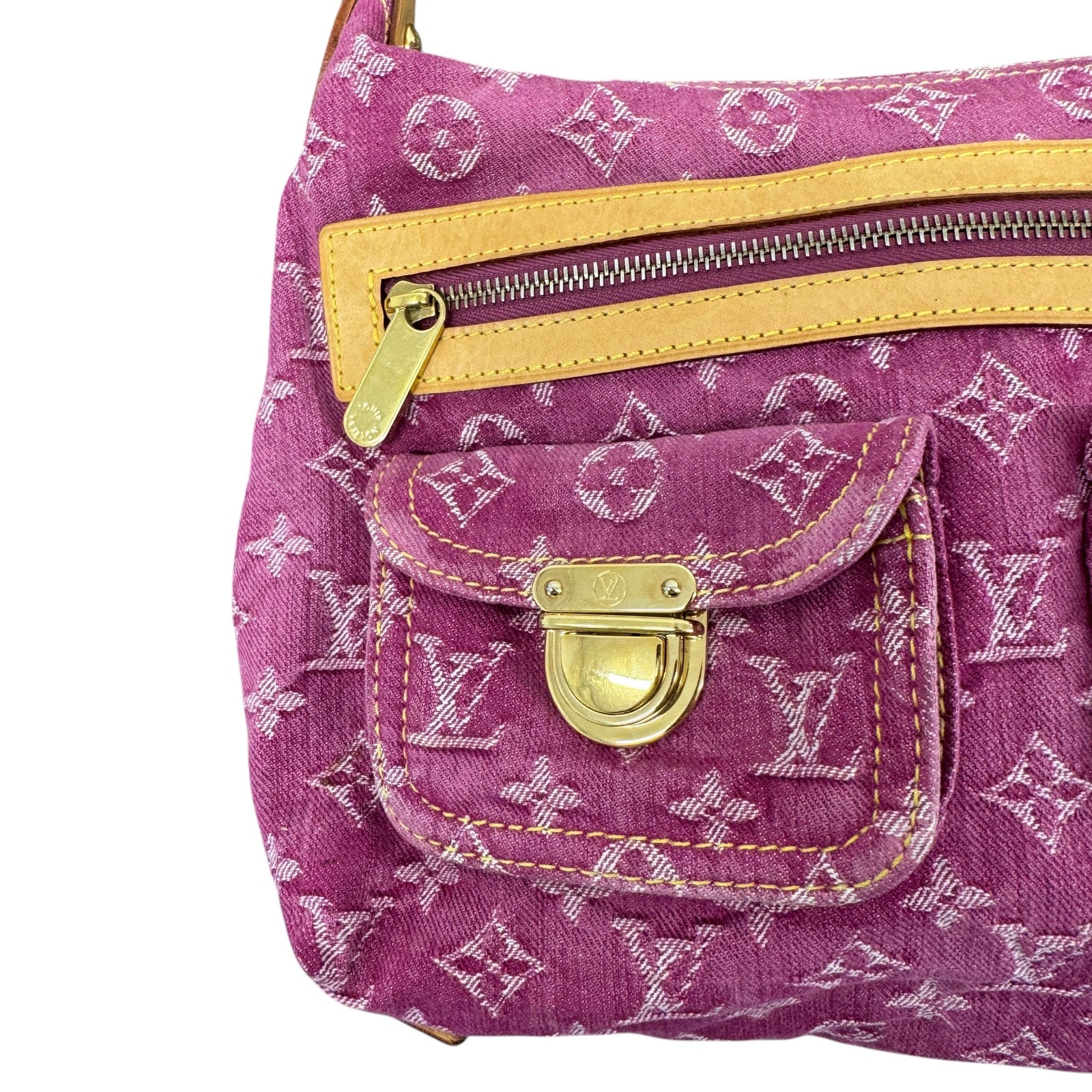 Women's Monogram Denim Baggy Pm Handbag Pink - Photo 8