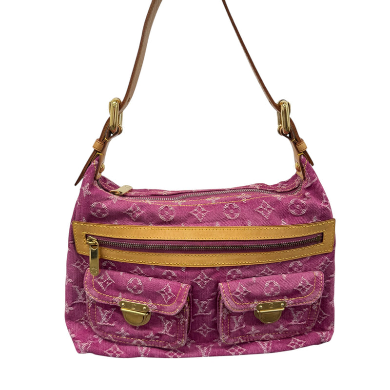 Women's Monogram Denim Baggy Pm Handbag Pink