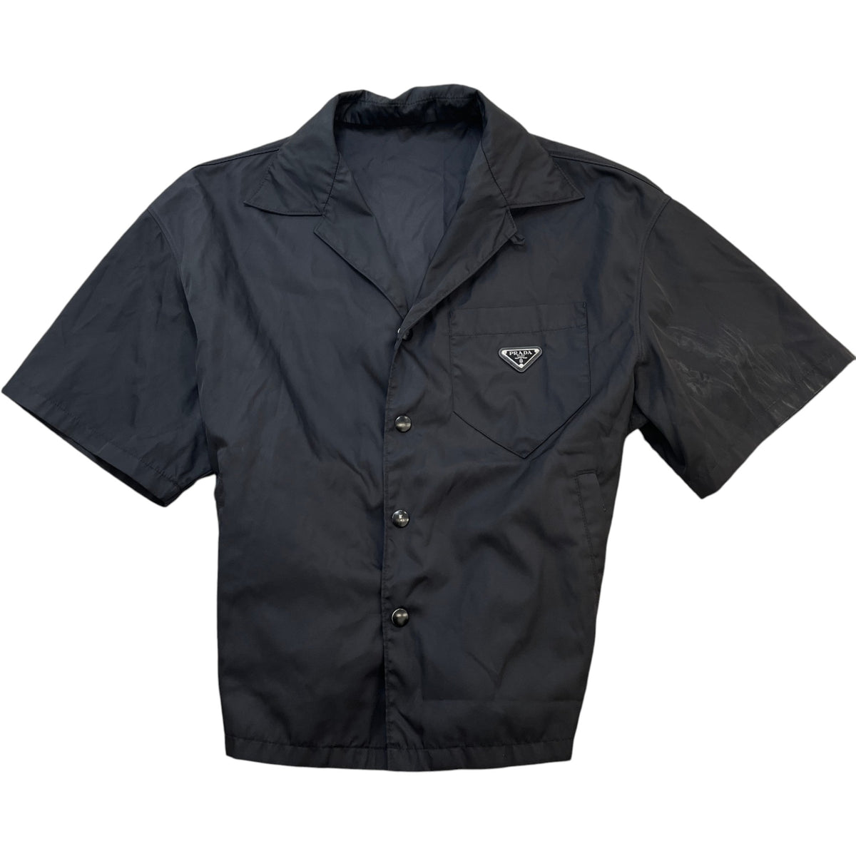 Men's Re-Nylon Plaque Logo Shirt Black Size L - Photo 1