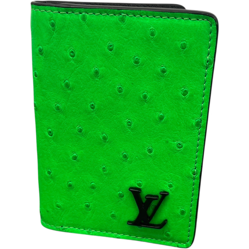 Men's Ostrich Pocket Organizer Wallet Green
