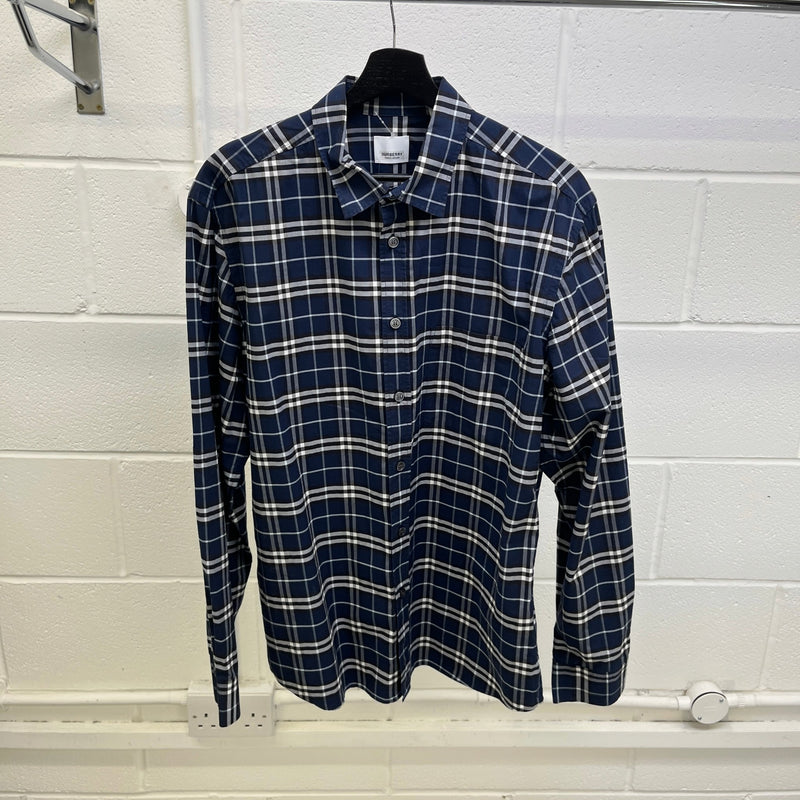 Men's Check Button Up Shirt Navy Size XL