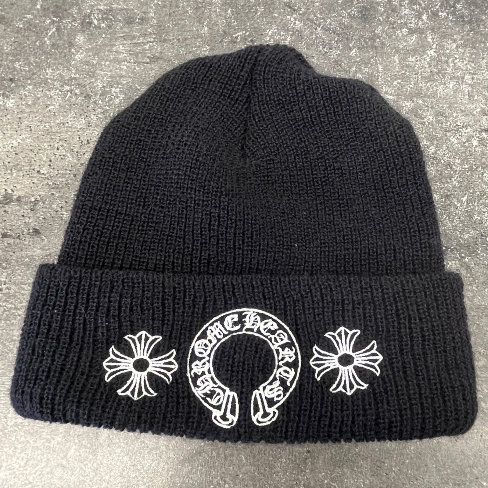 Men's Embroidered Logo Knit Beanie Black - Photo 9
