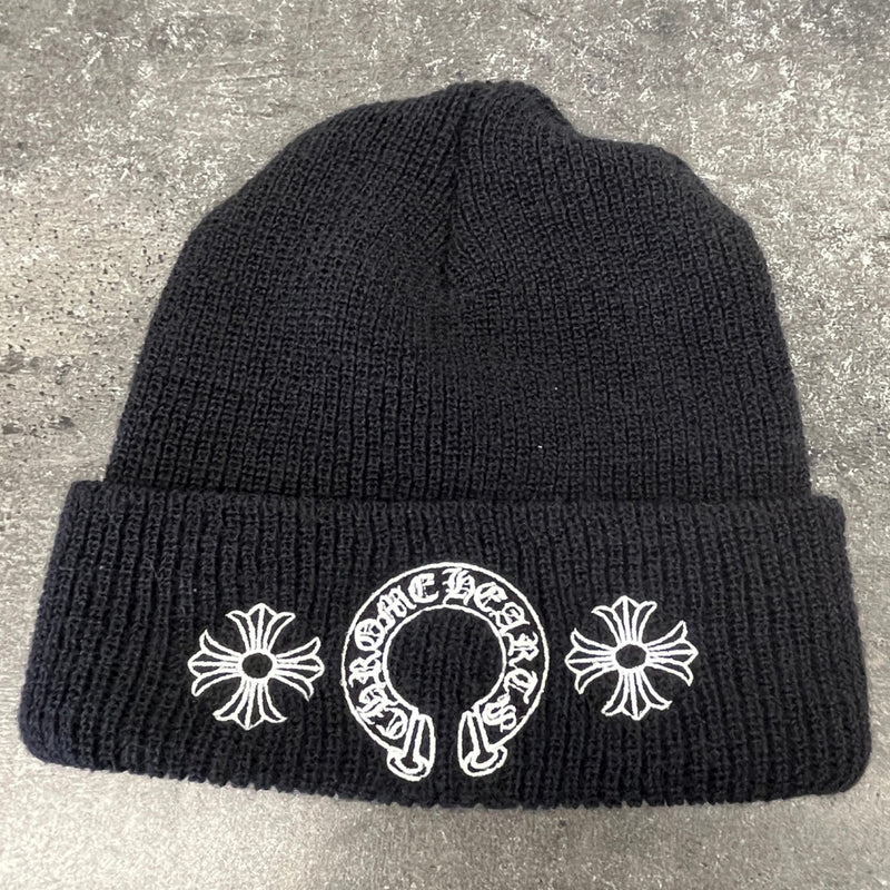 Men's Embroidered Logo Knit Beanie Black