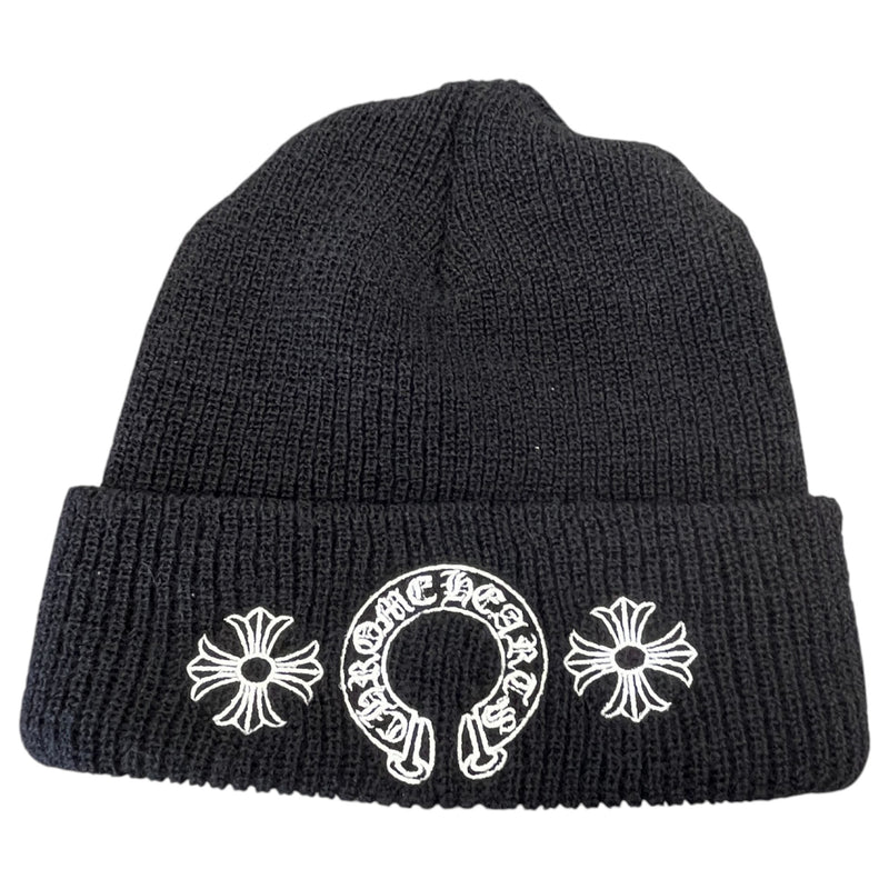 Men's Embroidered Logo Knit Beanie Black