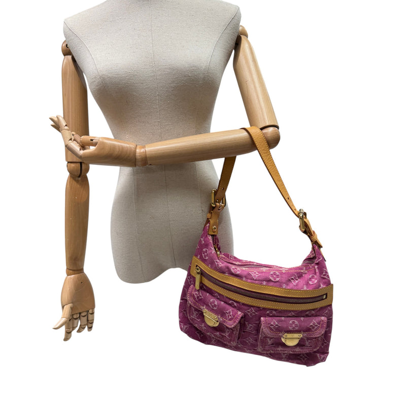 Women's Monogram Denim Baggy Pm Handbag Pink